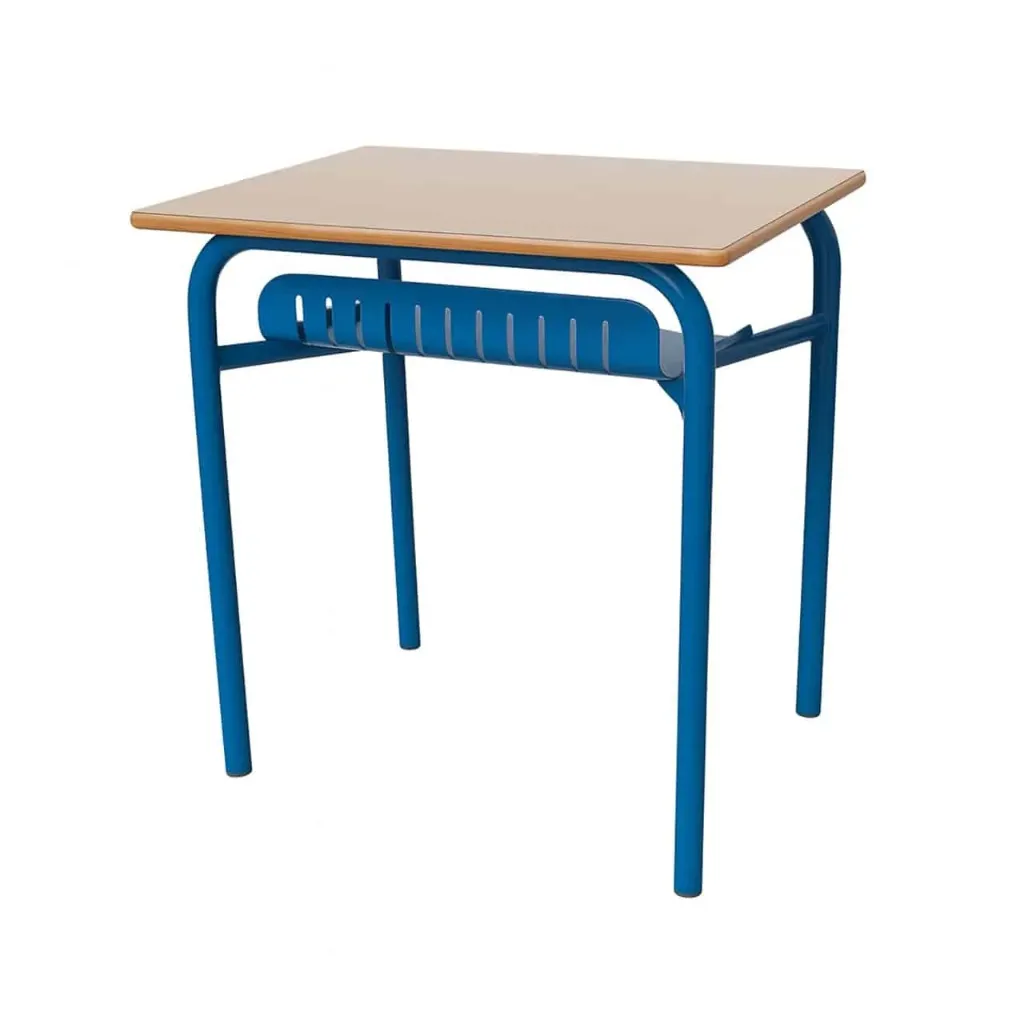 Table scolaire individuelle – Structure tubulaire bleue avec tablette intégrée