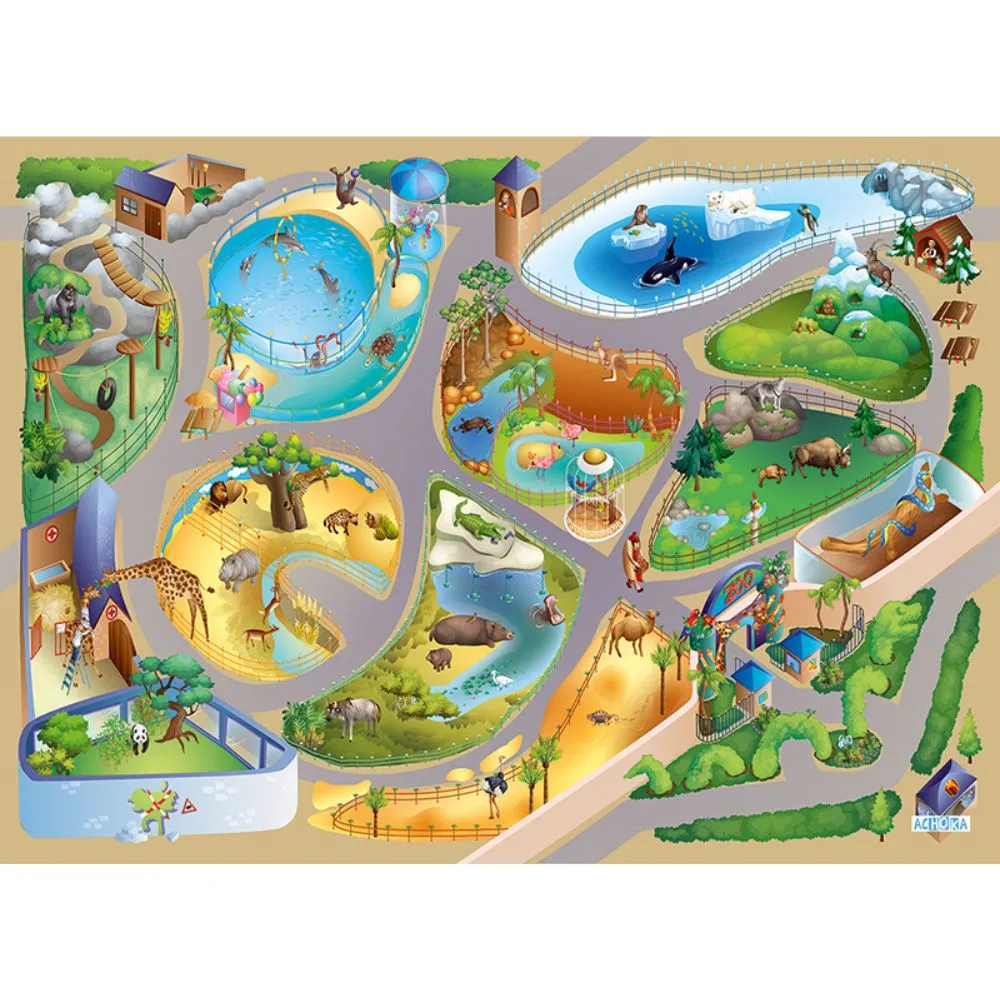 Grand Tapis de jeu - Le Zoo / La Savane- 150 x 100 cm